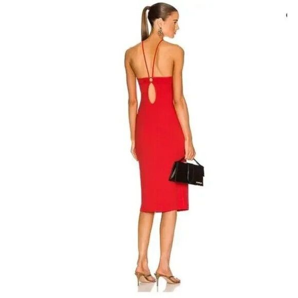 Fleur Du Mal High Neck Halter Slip Dress in Red - Size M - Picture 2 of 11